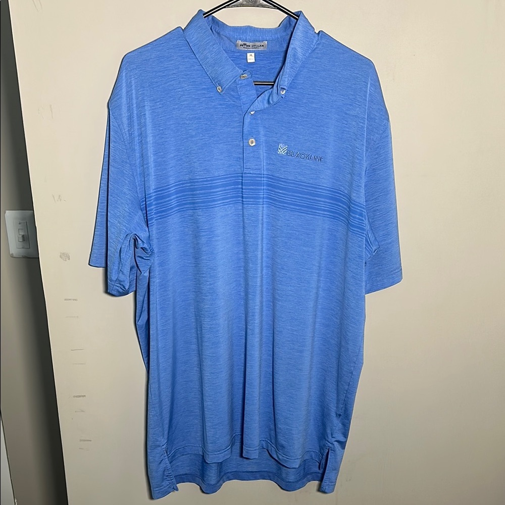 Peter Millar Blue Blackline Men's collared Shirt